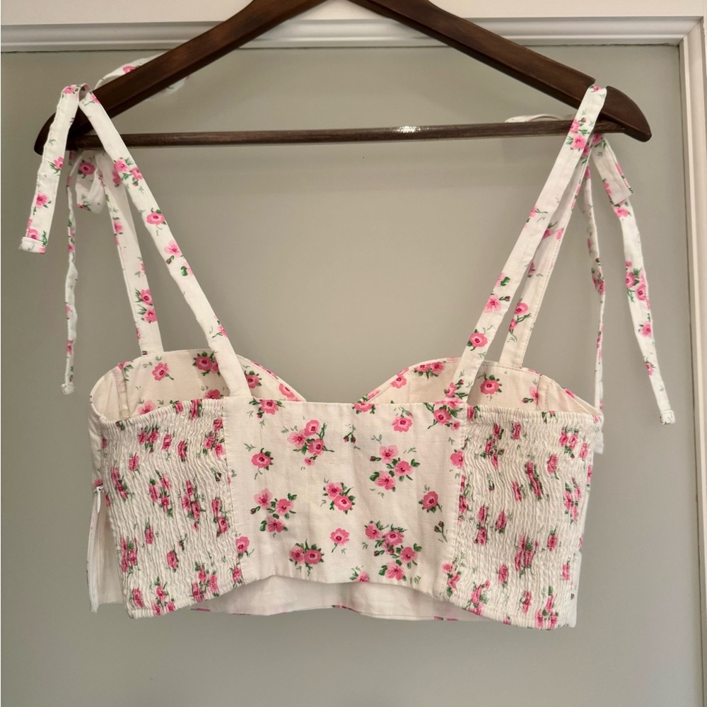Zara Floral Tie-Strap Corset Top - Picture 5 of 7